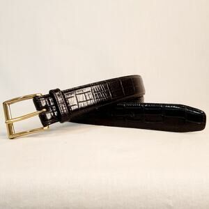 Canterbury Dominican Republic Unisex Black Leather Croc Grain Belt 38 Waist